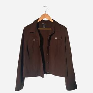 Vintage Rafaella Chocolate Brown Shacket Jacket Classic Cut Fall Layer Sz 16